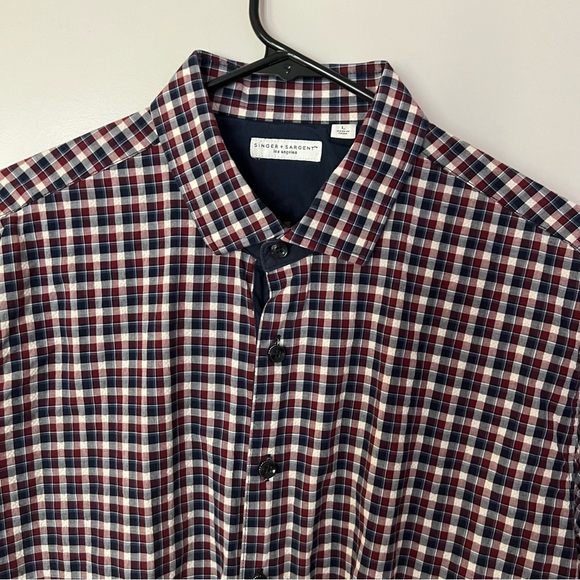 Singer Sargent mens long sleeve casual plaid button down shirt | size large - Picture 7 of 10